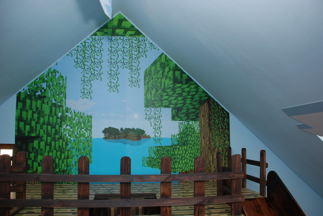 Eventos Minecraft Elaboración sala de juegos Balcón casa perspectiva frente_