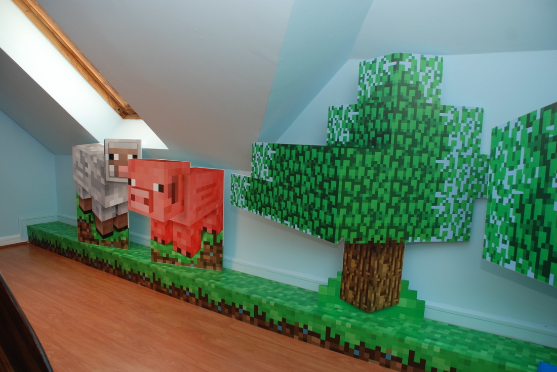 Eventos Minecraft Elaboración sala de juegos animales cerdo y oveja